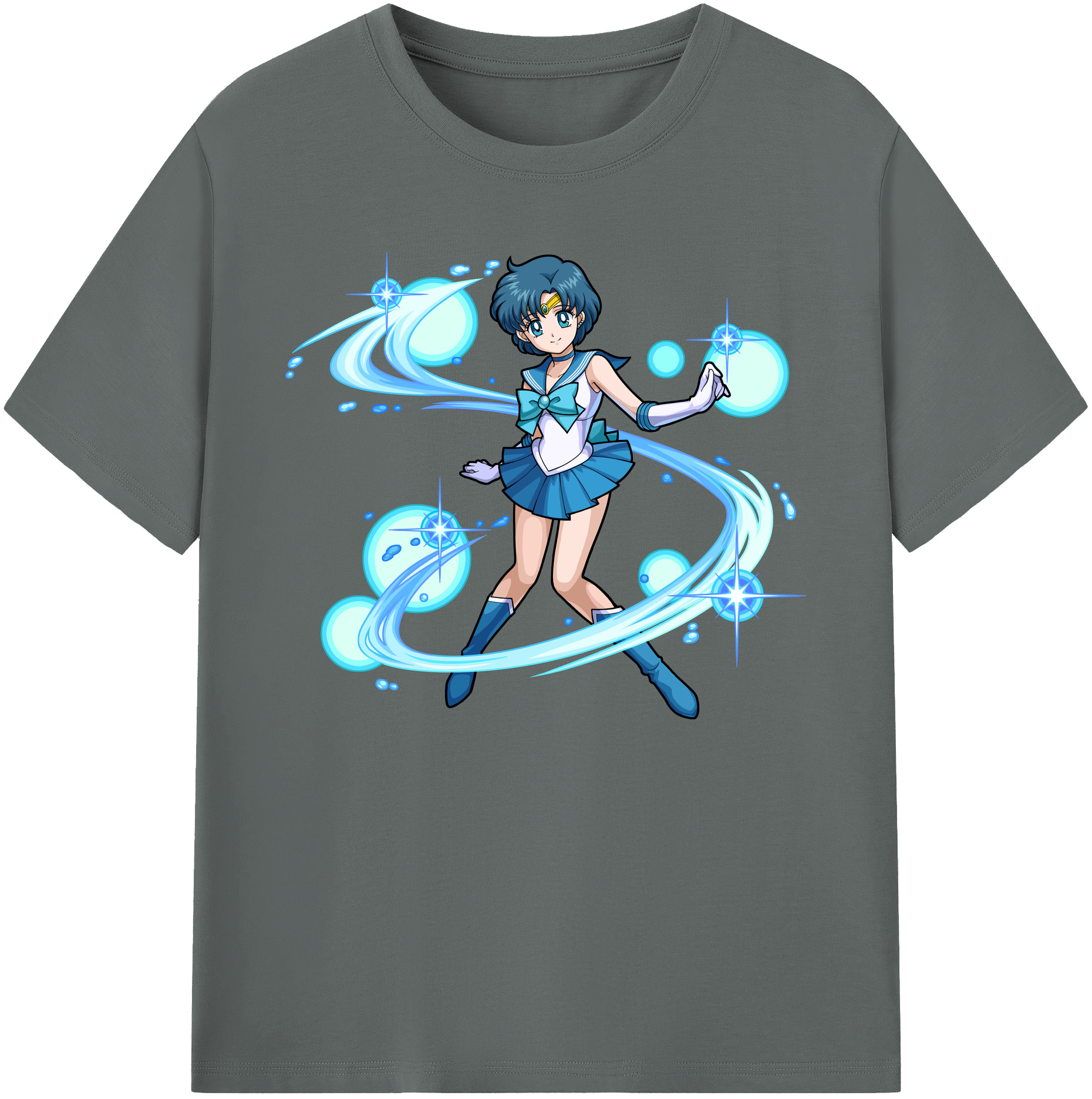 （画像用） 美少女戦士セーラームーン 水野 亜美 みずの あみ Sailor Moon Mizuno Ami 綿100％ メンズ半袖Tシャツ｜肌触りやわらか＆通気性